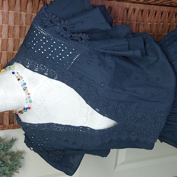Chelsea & Violet Navy Blue Eyelet Dress Large - Picture 3 of 10